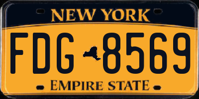 NY license plate FDG8569