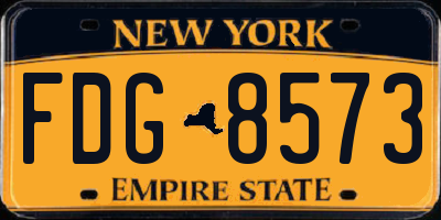 NY license plate FDG8573