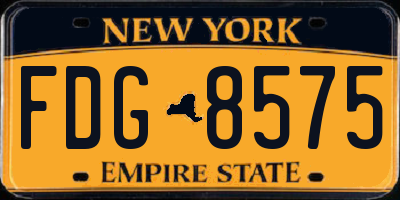 NY license plate FDG8575