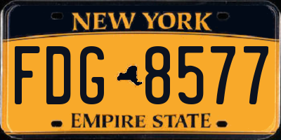 NY license plate FDG8577