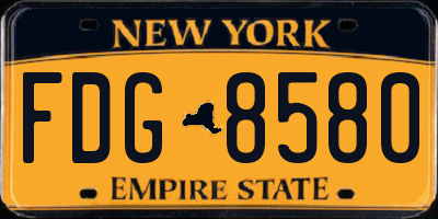 NY license plate FDG8580