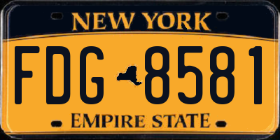 NY license plate FDG8581