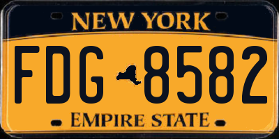 NY license plate FDG8582