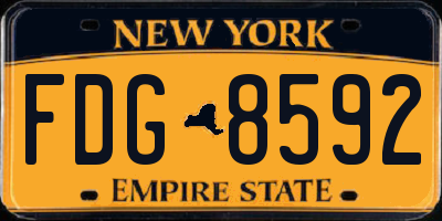 NY license plate FDG8592