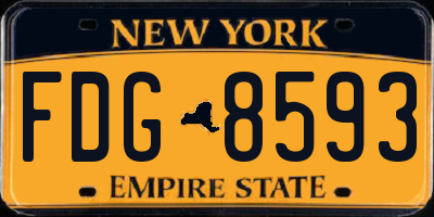 NY license plate FDG8593