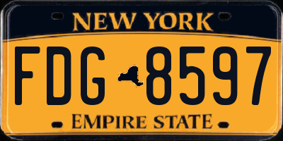 NY license plate FDG8597