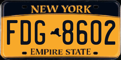NY license plate FDG8602