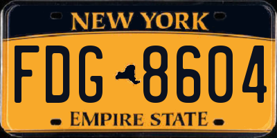 NY license plate FDG8604