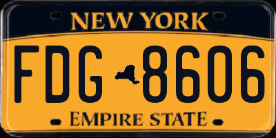 NY license plate FDG8606