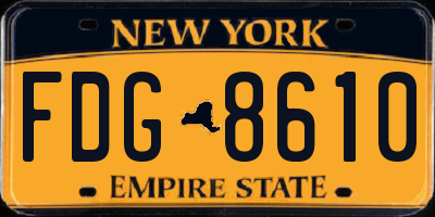 NY license plate FDG8610
