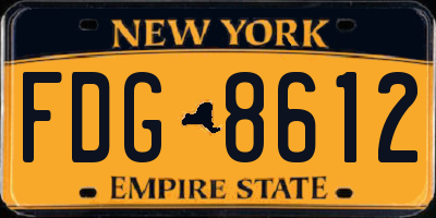 NY license plate FDG8612