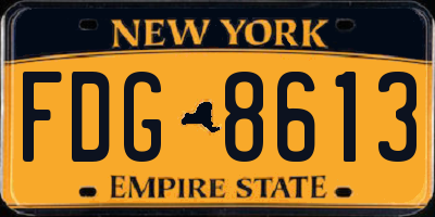 NY license plate FDG8613