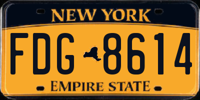 NY license plate FDG8614