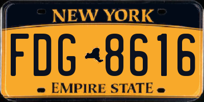 NY license plate FDG8616