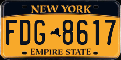 NY license plate FDG8617