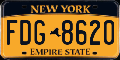 NY license plate FDG8620