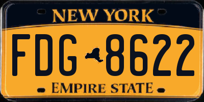 NY license plate FDG8622