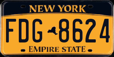 NY license plate FDG8624
