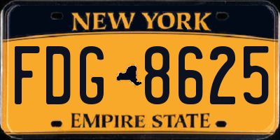 NY license plate FDG8625