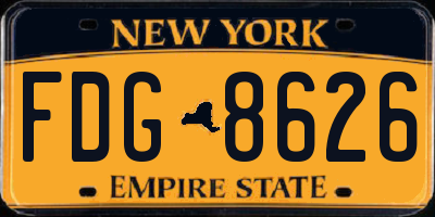 NY license plate FDG8626
