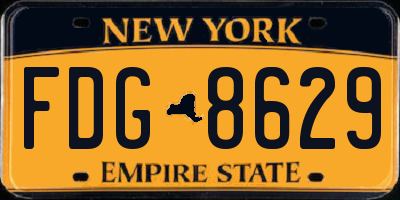 NY license plate FDG8629