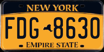NY license plate FDG8630