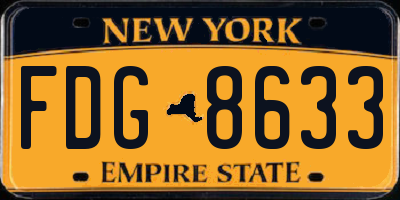 NY license plate FDG8633