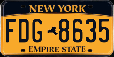 NY license plate FDG8635