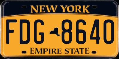 NY license plate FDG8640