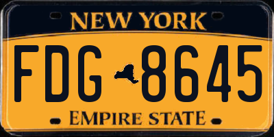 NY license plate FDG8645