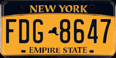 NY license plate FDG8647