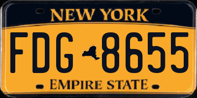 NY license plate FDG8655