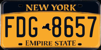 NY license plate FDG8657