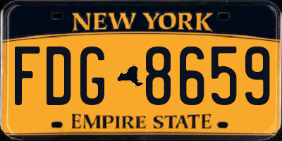 NY license plate FDG8659