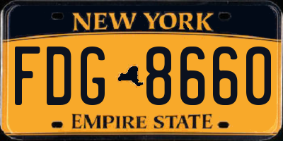 NY license plate FDG8660