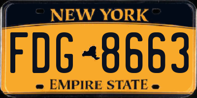 NY license plate FDG8663