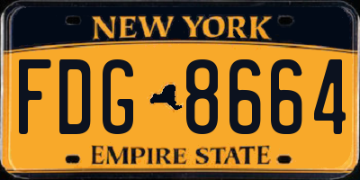NY license plate FDG8664