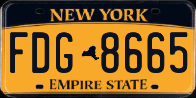 NY license plate FDG8665