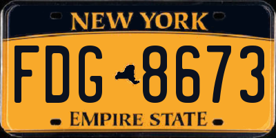 NY license plate FDG8673