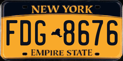 NY license plate FDG8676