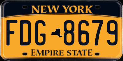 NY license plate FDG8679