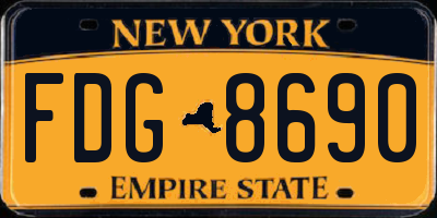 NY license plate FDG8690