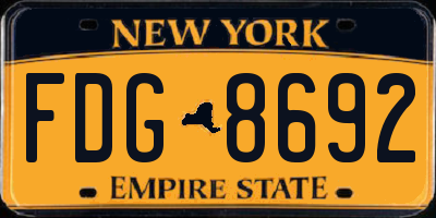 NY license plate FDG8692