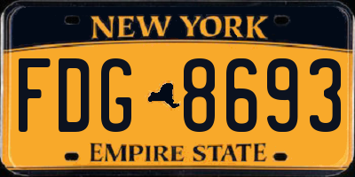 NY license plate FDG8693