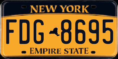 NY license plate FDG8695
