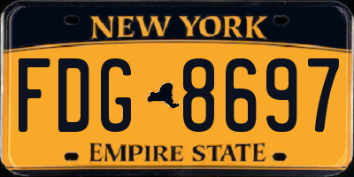 NY license plate FDG8697