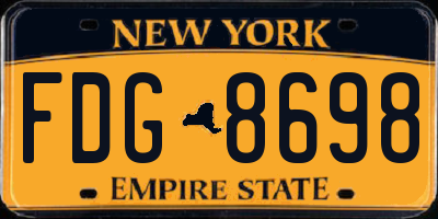 NY license plate FDG8698