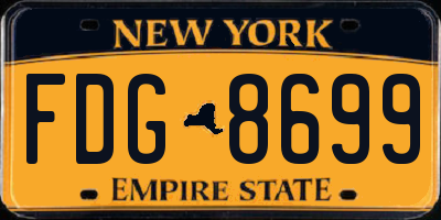 NY license plate FDG8699