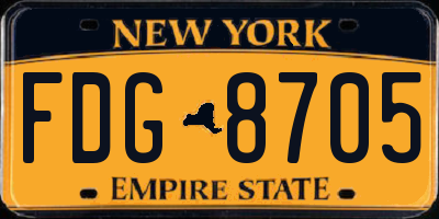 NY license plate FDG8705