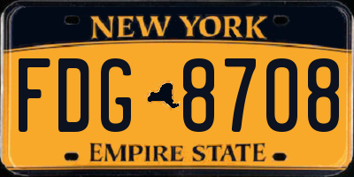 NY license plate FDG8708